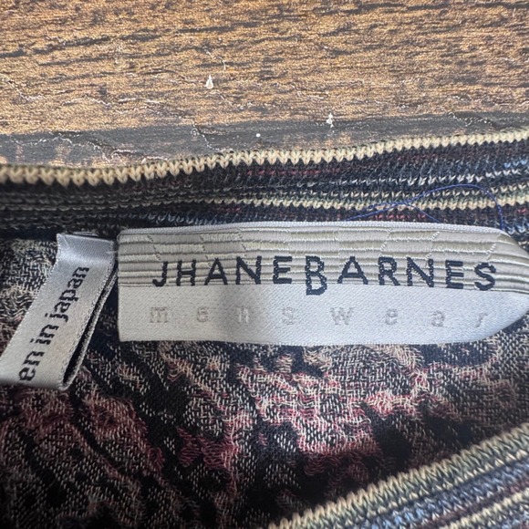 JHANE BARNES Menswear Textured Geometric Pattern Crewneck Sweater Made in Japan‎ - Picture 2 of 6